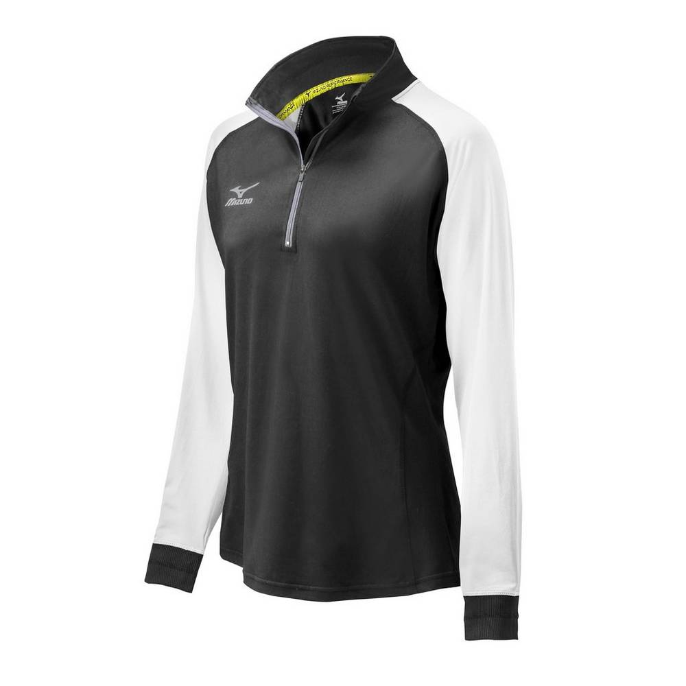 Casaco Mizuno Elite 9 Prime 1/2 Zip - Mulher - Pretas/Branco - GSRTX6821